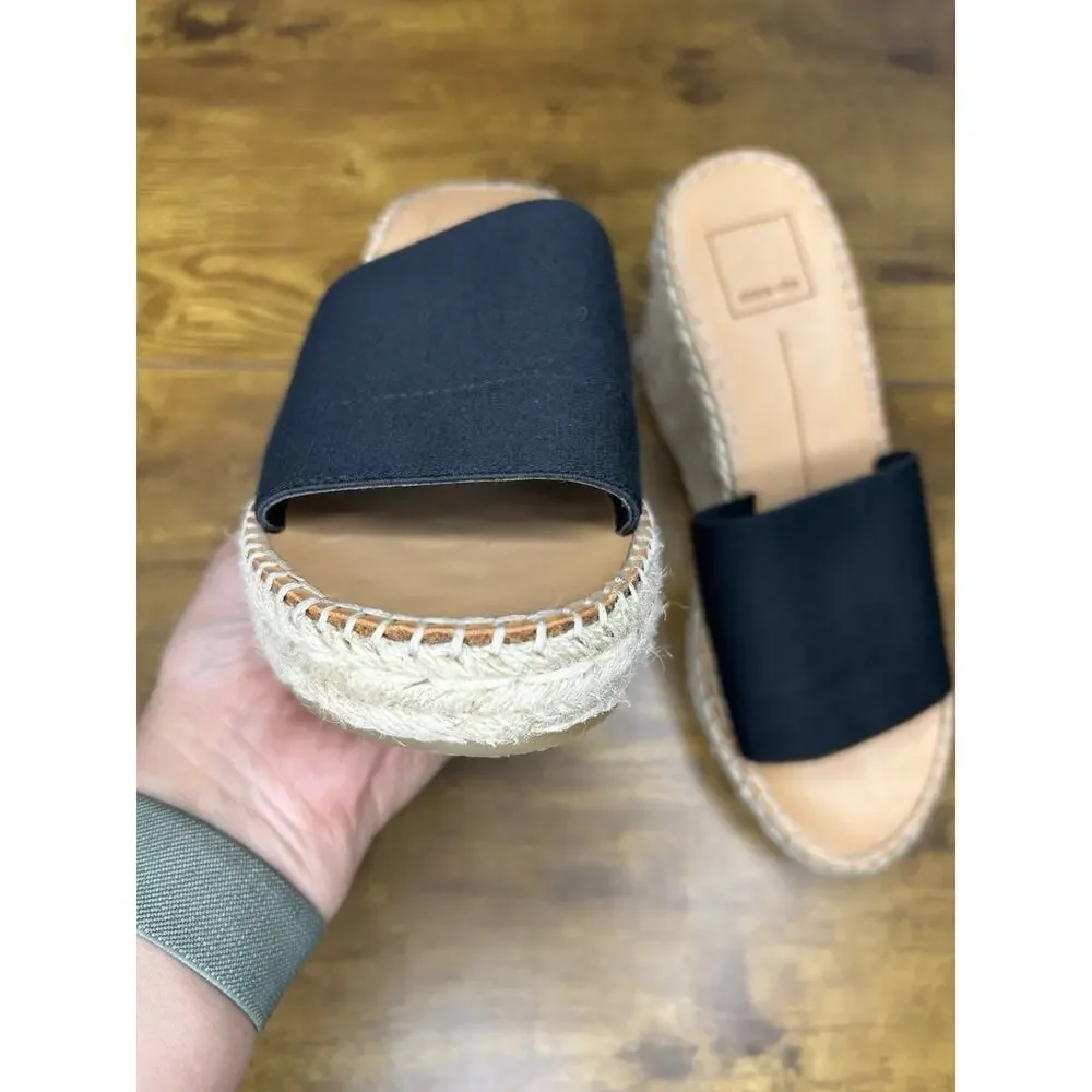 Dolce Vita Women’s Black‎ Espadrille Wedge Slip On Sandal Size 7.5